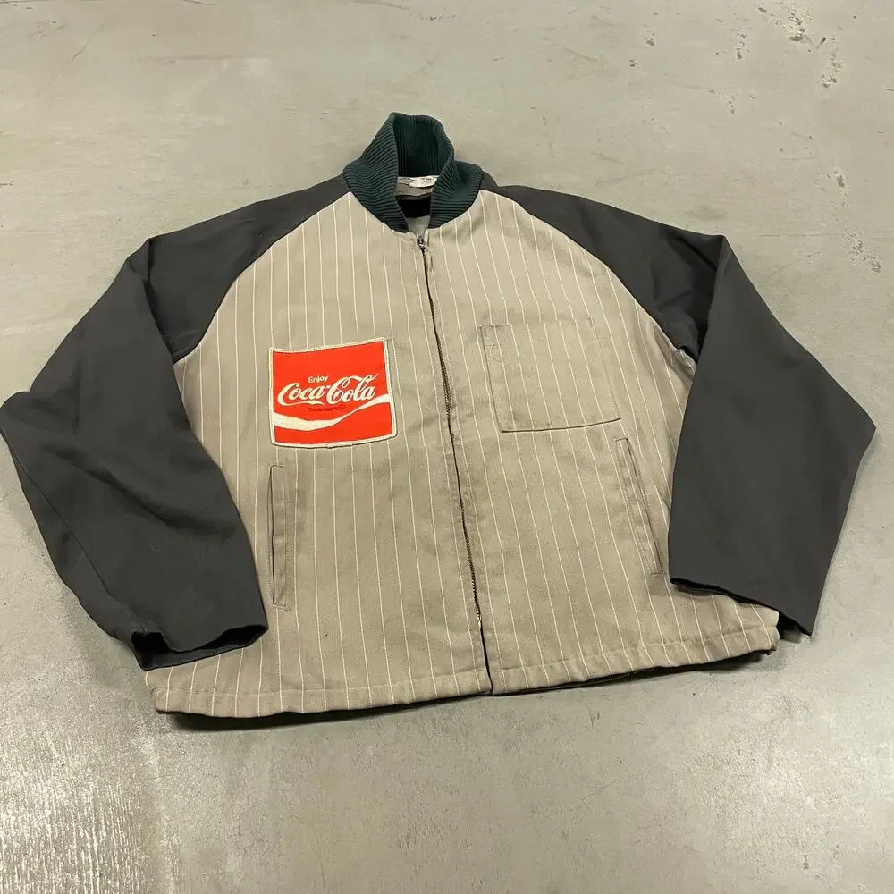 vintage 80s Coca Cola pinstripes bomber jacket